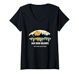 Damen San Juan-Inseln Washington, WA Urlaub Souvenir T-Shirt mit V