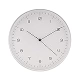 LUUK LIFESTYLE Große hochwertige, Schlichte Design Quarz Wanduhr mit Sekundenzeiger, ohne Ticken, Küchenuhr, Wohnzimmer Uhr, Büro Wanduhr, geräuschlos (Silber Matt)