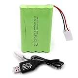 Gecoty® 9.6V 2400mAh NiMH Akku, Wiederaufladbarer AA Akkupack mit KET 2P Anschluss und Ladekabel, für RC Truck RC Tank und RC S