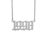 LONAGO 925 Sterling Silber Personalisierte Geburtsjahr Nummer Halskette Benutzerdefinierte Special Date Anhänger Halskette Schmuck (white-gold-plated-silver)
