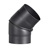 FIREFIX R150/B45 Ofenrohrbogen aus 2 mm starken Stahl (Rauchrohr) in 150 mm Durchmesser, für Kaminöfen und Feuerstellen, Senotherm, schwarz, 0-45 Grad verstellbar, ohne Reinigungstü