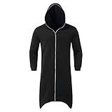 Yowablo Kapuzenpullover Herren Einfarbig Persönlichkeit Dark Style Ganzkörperreißverschluss ( XXL,Schwarz )