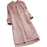 Qinvern Einfaches, einfarbiges Kleid für Damen, locker, groß, bequem, vielseitig, jeden Tag, lässig, Rundhals-Pullover S