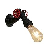 ZCCLCH Retro Wandleuchte Wandlampen Industrie Steampunk Eisen Wasserleitung Licht Wand Sicherheitsleuchten E27 (Color : Schwarz)