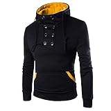 Pullover Herren,Herren Sweatjacke mit Kapuze Slim Fit Baumwolle-Anteil Basic Männer Hoodie-Cardigan Langarm Jungen Schwarze Kapuzenjacke für Winter S