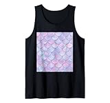 Meerjungfrau Kostüm Fasching Halloween Bunte Schuppen Flosse Tank Top