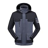 WAQD Herren Funktionsjacke Winterjacke Outdoorjacke Herren Softshelljacke Übergangsjacke Winddicht Wasserdicht Sportjacke Trekkingjacke Kapuze Freizeit Outdoor Herren Jacke Kapuze Dünne B