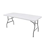 Lamgool Buffettisch Tisch Klappbar Kunststoff Klapptisch weiß Gartentisch Biertisch Campingtisch Partytisch für Terrasse Balkon Zusammen Keine Montage und Leicht Zu Tragen Folding Table 180x76x74