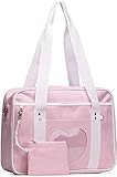 Newzeroin Ita Tasche Herzform Fenster Japanische Schule Handtasche Große JK Tasche Mädchen Duffle Geldbörse Anime Schulranzen Schulter Geldbörse für Lolita Comic DIY Cosplay (Rosa)