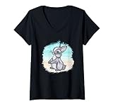 Damen Hase Im Herz Kaninchen Feldhase Deko Kleines Tier Süße Hasen T-Shirt mit V