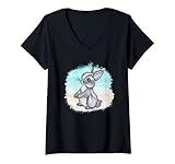 Damen Hase Im Herz Kaninchen Feldhase Deko Kleines Tier Süße Hasen T-Shirt mit V