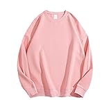 Einfarbiger Hoodie, Rundhalsausschnitt, Schulterfreies Langarm-Sweatshirt, Unisex Lockeres Pullover-T-S