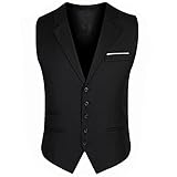 Slim Anzug der Herren Weste Gentleman Revers Feste Farbe Bräutigam Anzug Weste (Color : Black, Size : 3XL)