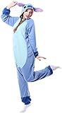 Relaxo Kostüm Stitch Onesie Einteiler Jumpsuit Tier Relax Kostuem Damen Herren Pyjama Fasching Halloween Schlafanzug Cosplay Erwachsene Karneval Stitch Blue L