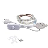 LED Streifen 1M mit Schalter, 230V 5050 SMD IP65 Led Leiste Weiß