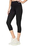 Rrosseyz Leggings für Frauen, Bauchkontrolle, hohe Taille, Hose mit Taschen für Yoga, Laufen, Workout, 22 Capri, schwarz, XX-Larg