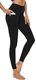 Persit Damen Yoga Leggings, Sport Tights Leggins Yogahose Sporthose für Damen, L, Schw