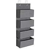 SONGMICS Hängender Organizer mit 4 Taschen, Hängeaufbewahrung für die Tür, für Schlafzimmer, Büro, Kinderzimmer, 33,5 x 12 x 100 cm, grau RDH04G