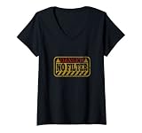 Damen Warnschild mit Aufschrift 'Danger No Filter', lustig T-Shirt mit V