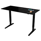 ATLASIO Elektrisch höhenverstellbarer Schreibtisch 140x65 cm mit Wireless Charger & Timer Funktion SHD+, Höhenverstellbarer Stehschreibtisch mit Kabelkanal & USB-Anschluss, schw