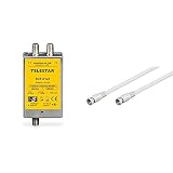 Telestar 5222534 SCR 2/1x2 Einkabellösung (Twin/2 Single Receiver auf 1 Leitung) Silber & Goobay 60722 Sat Anschlusskabel, Antennenkabel, F-Stecker auf F-Stecker,2-Fach geschirmt, 0,3m, 80 dB, weiß