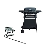 Enders Gasgrill URBAN PRO Trolley - Bundle mit extra Fleischthermometer - 2 Edelstahl-Brenner stufenlos, Mobiler Kompaktgrill, Fahrbares Untergestell, Seitenablagen, Schw