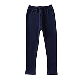 AGOUWUCHE Mädchen Fleece Jogginghose Herbst Winter Thermohose Einfarbig Warme Hose Kinder Fleece Gefütterte Stretch Leggings Skihose Wanderhose Lange F