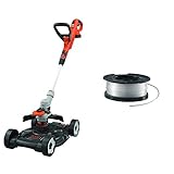 Black+Decker 3-in-1 Multi-Trimmer-Set (18V 2,0Ah, Kantenschneider, Rasentrimmer mit Rasenmäheraufsatz) & vollautomatische Einzelfadenspule (für Rasentrimmer 10 m Länge, 1,5 mm Fadendurchmesser) A6481