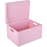 Creative Deco XXL Rosa Große Holzkiste Aufbewahrungsbox Spielzeug | 40 x 30 x 24 cm (+/- 1cm) | Mit Deckel zum Dekorieren Aufbewahren | Mit Griff | Perfekt für Dokumente, Wertsachen und Werkzeug