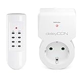 deleyCON Funksteckdosen Set 1x Funksteckdose + 1x Fernbedienung 4 Funkkanäle Funkschalter Set Innenbereich bis 30m 1100 Watt Berührungsschutz - Weiß