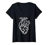 Damen DONUT HERZ ANATOMIE TATTOO STYLE T-Shirt mit V
