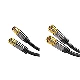 KabelDirekt – SAT/TV Kabel – 2m (75 Ohm, F-Stecker  Koax Stecker) – PRO Series & SAT Kabel – 2m (F-Stecker, 75 Ohm, F Stecker Koaxialkabel geeignet für TV, HDTV) – PRO S
