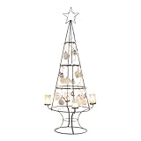 Pureday Weihnachtsdeko - Dekoobjekt Weihnachtsbaum - Kerzenhalter - Metall - Silber - Höhe 150