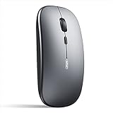 INPHIC Bluetooth Maus, 3-Modus Silent wiederaufladbare kabellose Maus (BT 5.0+ BT4.0+ 2.4G Wireless), 1600 DPI tragbare Bluetooth Funkmaus für Mac, Laptop PC Computer, iPadOS (Gray)
