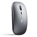 INPHIC Bluetooth Maus, 3-Modus Silent wiederaufladbare kabellose Maus (BT 5.0+ BT4.0+ 2.4G Wireless), 1600 DPI tragbare Bluetooth Funkmaus für Mac, Laptop PC Computer, iPadOS (Gray)