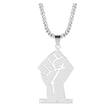 JIAQ Schwarzer Leben Materie Afrikanische Anhänger Halsketten Frauen Männer, Silber Farbe/Gold Farbe Faust Halsketten Edelstahl Afrika Ornament (Metal Color : XL1532)