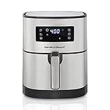 Hamilton Beach - Digitale AirFryer 5L Heißluftfritteuse mit 8 Programmen, Intuitiven Digitalen Display. Antihaft-Korb für Leicht zu Reinigen. Power 1700 W, Edelstahl (35075-CE)