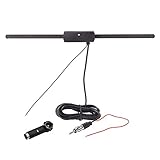 Eightwood 12V Aktive Auto Scheiben Klebe Antenne AM FM + DIN Buchse auf ISO Adapter für Universal Auto Innen selbstklebend MEHRWEG