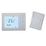 MagiDeal Manuelle Ziffern Programmierbarer Touchscreen Zentralheizungsthermostat, 30 M Fernbedienung für zu Hause, NTC Sensor, 2 X AA Batterie - Weiß