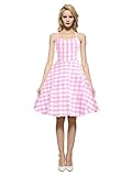 Maggie Tang Damen 1950er 60er Vintage Rockabilly Casual Party Kleid - Pink - M