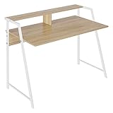 WOLTU® Schreibtisch TSG20hei Computertisch Bürotisch Arbeitstisch PC Laptop Tisch, mit Ablage, Gestell aus Stahl, 112x56x90cm(BxTxH), Holz, E