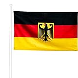 KliKIl Deutschland flagge 90x150cm - Deutschland mit Adler Flagge Fahnen Fanartikel Wetterfeste Deutschland mit Adler mit Messingösen leuchtenden Farben und UV-beständig für den Außenbereich Germany