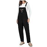 BAODANA Latzhose Damen Elegant Jumpsuit Winter Herbst Weinlese Cord Overall Strap Ärmellose Overalls Frauen Loose Strampler Einfarbige Oversize Lange Baggy Weites Bein Playsuit mit T