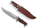 VIKING GEAR® Rambo III Jagdmesser - Outdoor - Survival Knife - Bowie Messer mit Lederscheide - Jagd - First Blood 3 - Original Full-Tang - Kampfmesser, Silber b