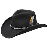Stetson Amasa Westernhut Wollfilz Damen/Herren - Filzhut wasserabweisend - Cowboyhut Made in USA - Rodeohut Packable - Wollfilzhut Sommer/Winter - Hut schwarz XXL (62-63 cm)