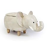 zcyg Fußhocker Fuß Sitzhocker Tier Fußbank Ottoman Lagerung Fußablage Hocker Elefant Gepolsterte Sitz Spielzeug-Aufbewahrungsbehälter-Schuh Bank mit 4 Wooden Legs (Color : White)