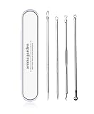 4er Mitesserentferner Komedonenquetscher Set, Blackhead Remover aus Edelstahl Porenreiniger Gesichtsreinigung Pickel Akne Whiteheads Mitesser Entferner Kit mit Box