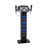 auna KaraBig Karaoke Anlage - Karaoke Maschine mit LED-Beleuchtung, Karaoke Box inkl. 2 Handmikrofone, Tablet-Halterung, Bluetooth, USB, Build-In Lautsprecher, 40 W RMS / 480 W, g
