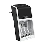 Ansmann Comfort Plus Akkuladegerät für 1-4 NiMH Akkus Micro AAA/Mignon AA oder 1-2 AAA/AA und EIN 9V E-Block NiMH - Schnellladegerät weiß schw