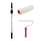 Malerversand PROFI Farbroller-Set: Teleskopstab Alu + Farbwalze 25cm + Steckbügel 25cm (70-120cm Teleskopstab)